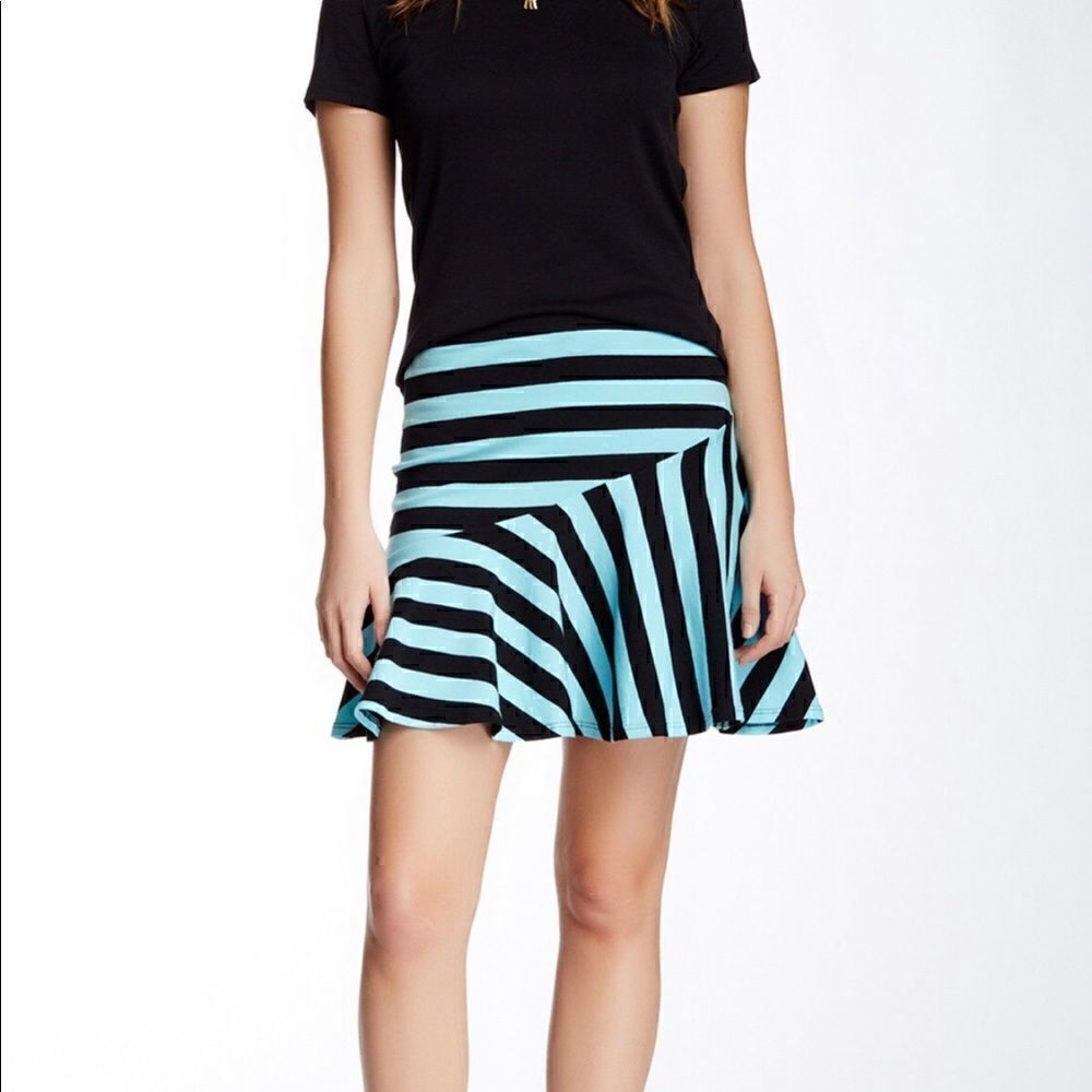 Patterson J Kincaid Gris Striped Skirt Turq/Black